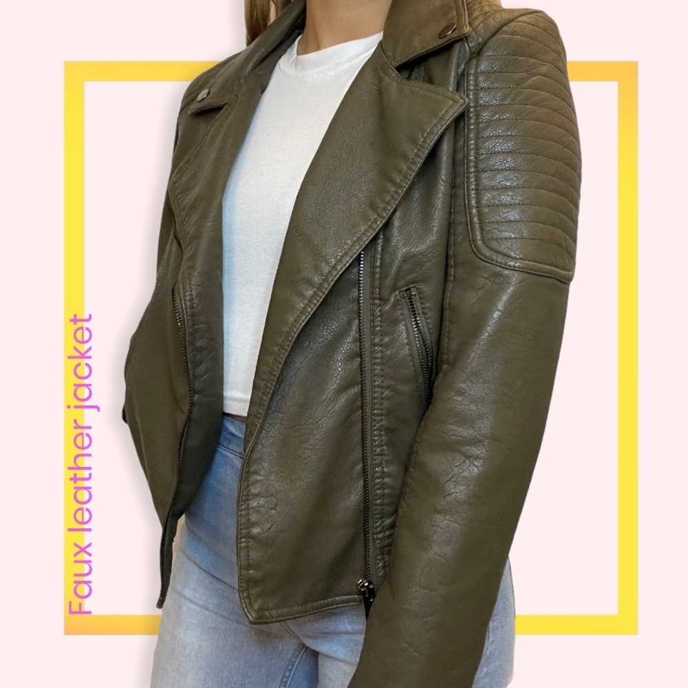 Faux leather biker jacket